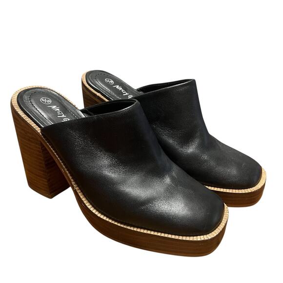 Nasty Gal Leather Platform Mules Size 8.5 - Picture 1 of 5